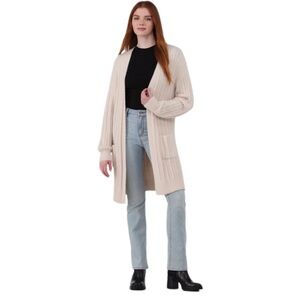 No Boundaries Stone Cream Feather Cardigan Sweater NWT Size Small (4-6)